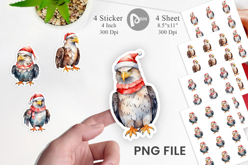 Sticker Watercolor Christmas Eagle Sublimation artnoy 