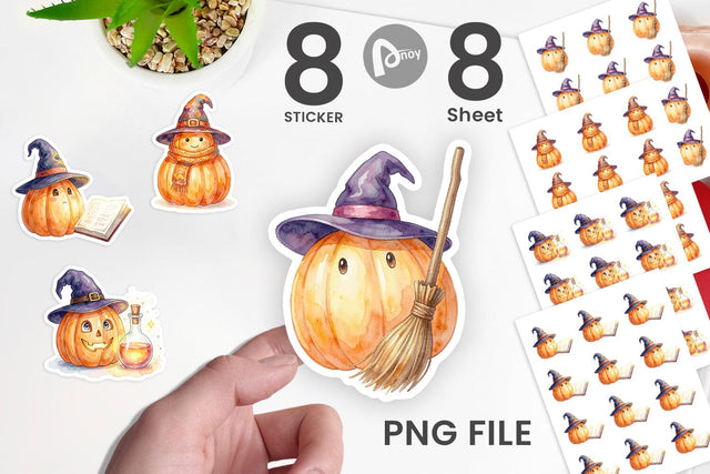 Sticker Watercolor Cozy Autumn Spellcraft Witch Sublimation artnoy 