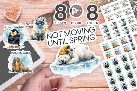 Sticker Watercolor Cynical Chilled-Out Arctic Animals SVG artnoy 