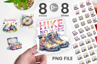 Sticker Watercolor Cynical Travel And Hiking Art Sublimation artnoy 