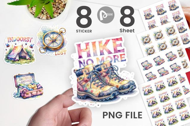Sticker Watercolor Cynical Travel And Hiking Art Sublimation artnoy 
