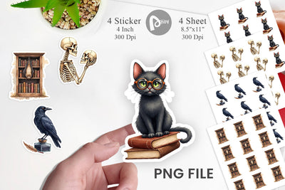 Sticker Watercolor Dark Academia Creatures Sublimation artnoy 