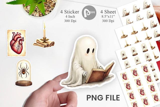 Sticker Watercolor Dark Academia Creatures Sublimation artnoy 