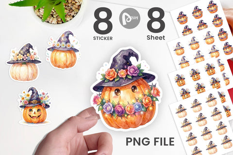 Sticker Watercolor Enchanted Floral Witch Hat Sublimation artnoy 