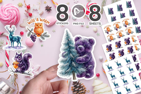 Sticker Watercolor Enchanted Gelatin Forest Animals SVG artnoy 