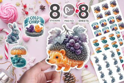 Sticker Watercolor Enchanted Gelatin Forest Animals SVG artnoy 