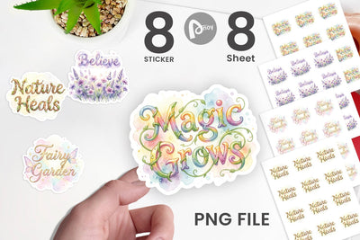 Sticker Watercolor Enchanted Magic Flower Quote Sublimation artnoy 