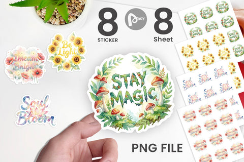 Sticker Watercolor Enchanted Magic Flower Quote Sublimation artnoy 