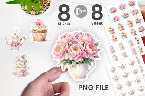 Sticker Watercolor Floral Mother Day Tea Sublimation artnoy 
