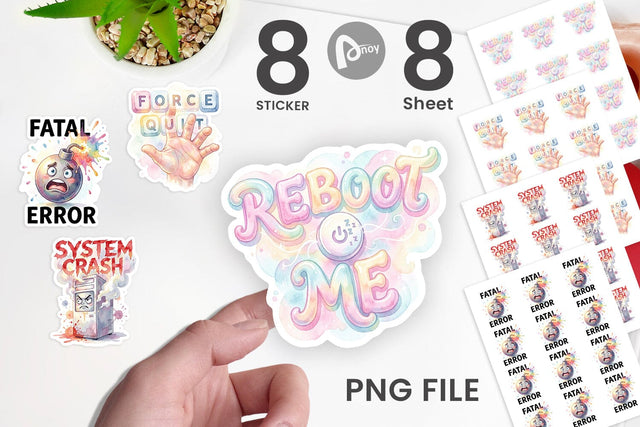 Sticker Watercolor Funny 90s Tech Quotes Sublimation artnoy 
