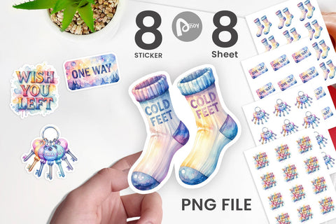 Sticker Watercolor Funny Broke Traveler Quotes Sublimation artnoy 