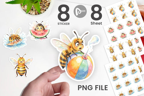 Sticker Watercolor Funny Clumsy Bee Summer Fail Sublimation artnoy 