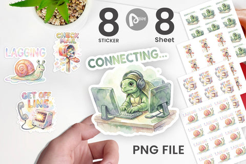 Sticker Watercolor Funny Dial-Up Internet Art Sublimation artnoy 