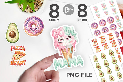 Sticker Watercolor Funny Foodie Mom Puns Art Sublimation artnoy 