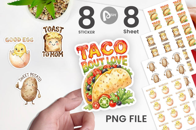 Sticker Watercolor Funny Foodie Mom Puns Art Sublimation artnoy 