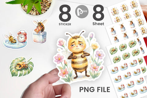 Sticker Watercolor Funny Lazy Island Life Bee Sublimation artnoy 