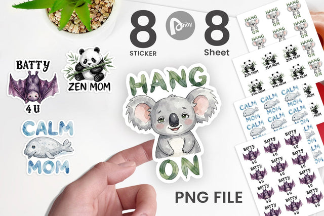 Sticker Watercolor Funny Lazy Mom Life Quotes Sublimation artnoy 