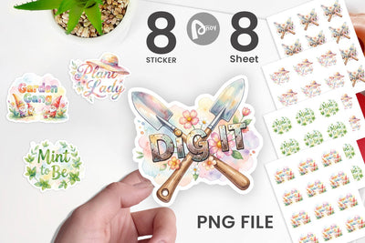 Sticker Watercolor Funny Punny Garden Quotes Sublimation artnoy 