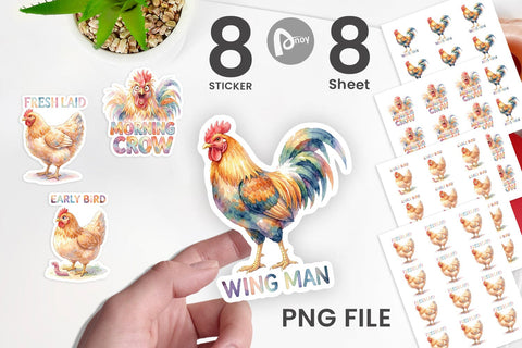 Sticker Watercolor Funny Quirky Chicken Quotes Sublimation artnoy 