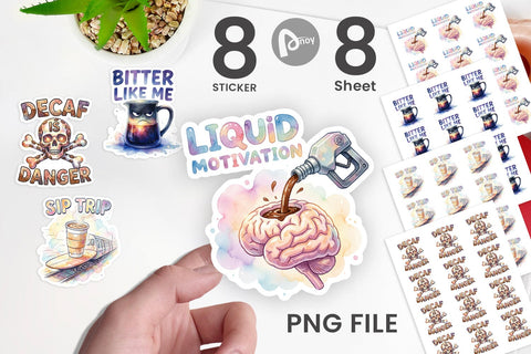 Sticker Watercolor Funny Sarcastic Coffee Art Sublimation artnoy 