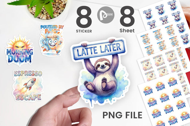 Sticker Watercolor Funny Sarcastic Coffee Art Sublimation artnoy 