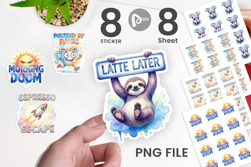 Sticker Watercolor Funny Sarcastic Coffee Art Sublimation artnoy 