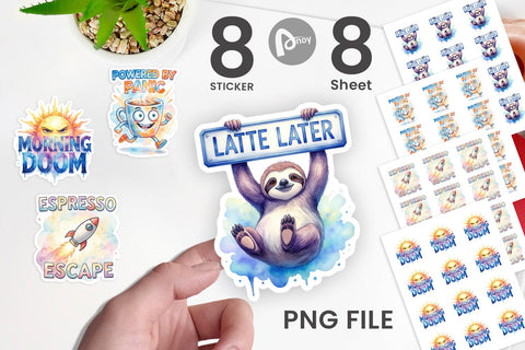 Sticker Watercolor Funny Sarcastic Coffee Art Sublimation artnoy 