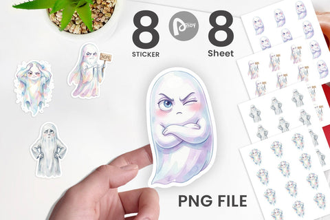 Sticker Watercolor Funny Sarcastic Mood Ghost Sublimation artnoy 