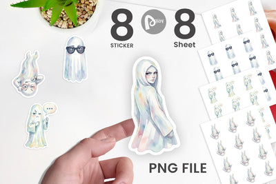 Sticker Watercolor Funny Sarcastic Mood Ghost Sublimation artnoy 