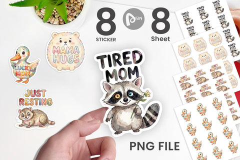 Sticker Watercolor Funny Ugly Cute Animal Mom Quotes Sublimation artnoy 