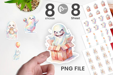 Sticker Watercolor Funny Ugly Cute Party Ghost Sublimation artnoy 