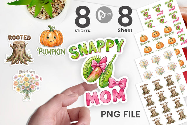 Sticker Watercolor Funny Wonky Garden Mom Art Sublimation artnoy 