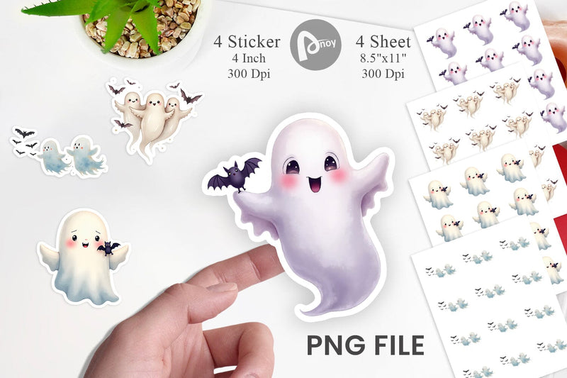 Sticker Watercolor Ghost Bat Friends Sublimation artnoy 