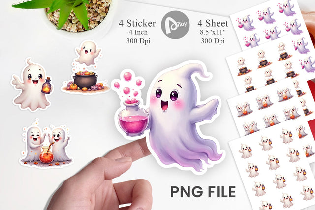 Sticker Watercolor Ghost Candy Potion Sublimation artnoy 