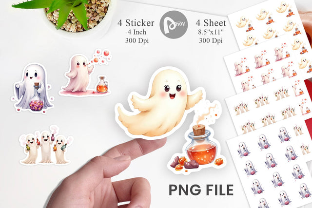 Sticker Watercolor Ghost Candy Potion Sublimation artnoy 