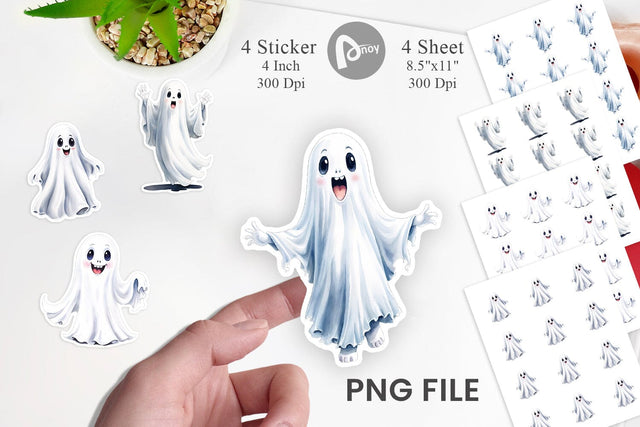 Sticker Watercolor Ghost Sublimation artnoy 