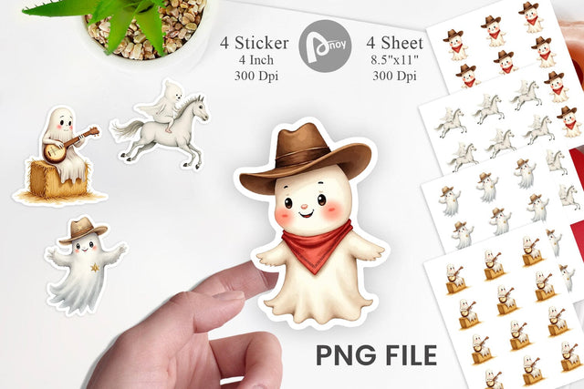 Sticker Watercolor Ghostly Wild West Sublimation artnoy 