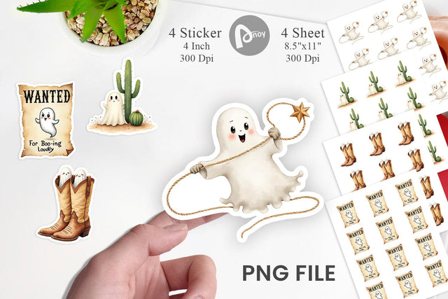 Sticker Watercolor Ghostly Wild West Sublimation artnoy 