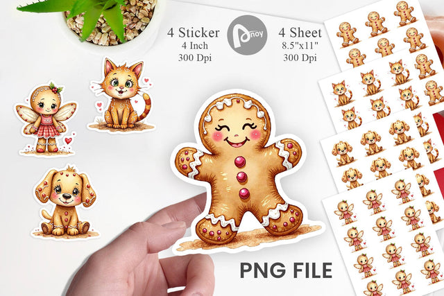 Sticker Watercolor Gingerbread Friends Sublimation artnoy 