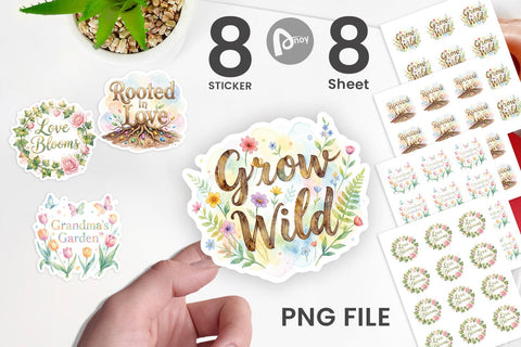 Sticker Watercolor Grandma Garden Love Quotes Sublimation artnoy 