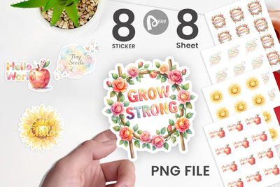 Sticker Watercolor Grandma Little Sprout Quote Sublimation artnoy 