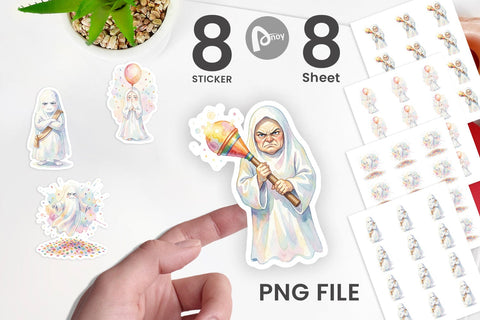 Sticker Watercolor Grumpy Anti Social Ghost Sublimation artnoy 