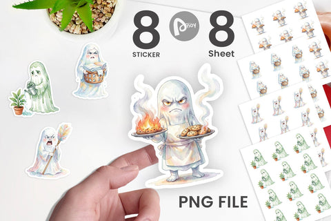 Sticker Watercolor Grumpy Ghost Home Disasters Sublimation artnoy 