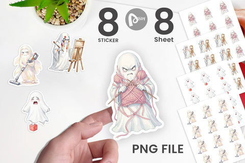 Sticker Watercolor Grumpy Ghost Home Disasters Sublimation artnoy 