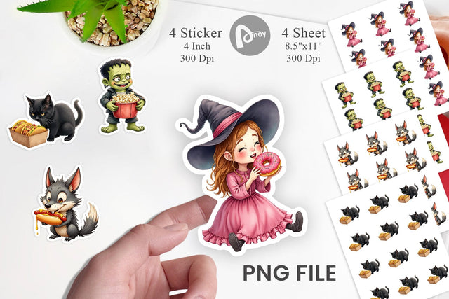 Sticker Watercolor Haunted Junk Food Sublimation artnoy 