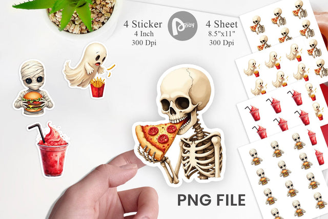 Sticker Watercolor Haunted Junk Food Sublimation artnoy 