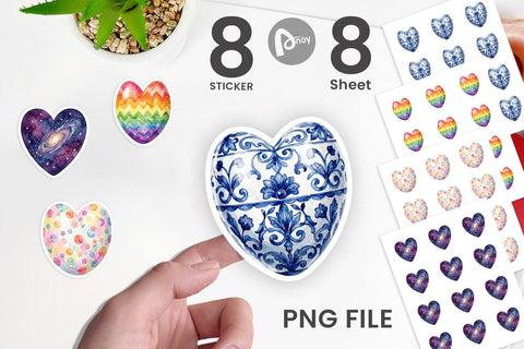 Sticker Watercolor Heart Shaped Easter Egg Art Sublimation artnoy 