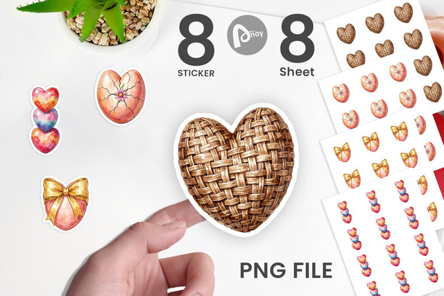 Sticker Watercolor Heart Shaped Easter Egg Art Sublimation artnoy 