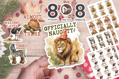 Sticker Watercolor Humorous Desert Holiday Toon Animals SVG artnoy 