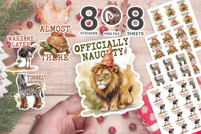 Sticker Watercolor Humorous Desert Holiday Toon Animals SVG artnoy 